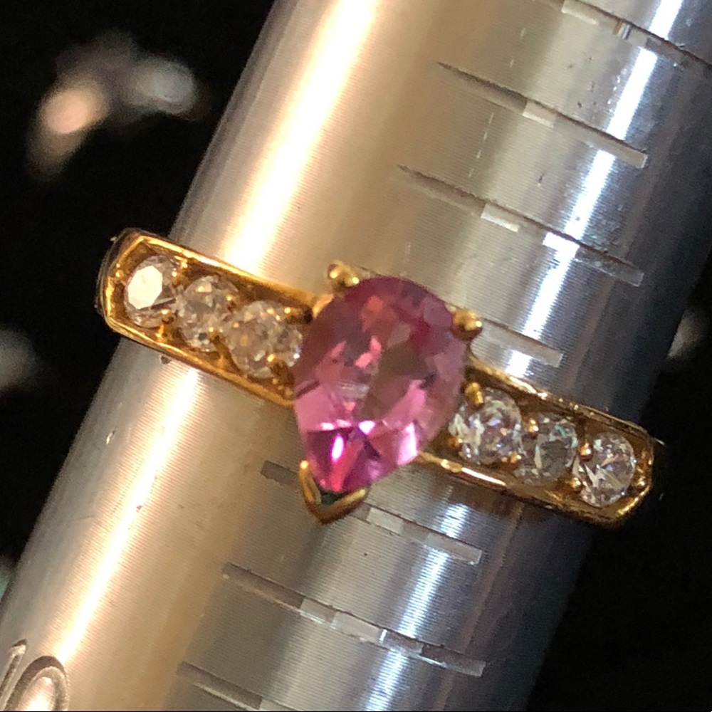 Karis Collection Pink Topaz/White Topaz Ring sz9